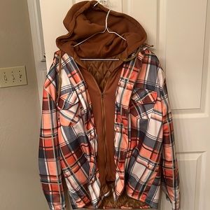 Plaid Design Hooded Jacket